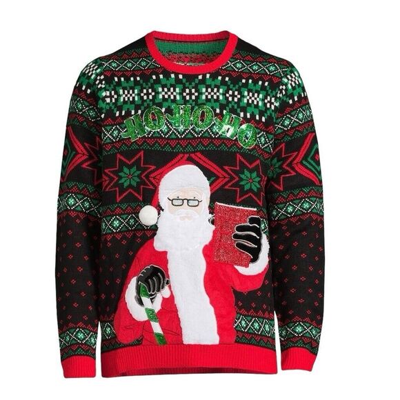 Ugly Christmas Sweater Santa Claus Red Party Cup Pocket Holiday Fun Size Large - Picture 4 of 16